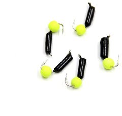 Мормышка безнасадочная Яман Гвоздешарик черный, d-2 мм, вес 0,45 г, шарик желтый неон (уп. 5 шт.)