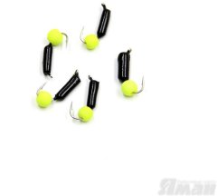 Мормышка безнасадочная Яман Гвоздешарик черный, d-2 мм, вес 0,45 г, шарик желтый неон (уп. 5 шт.)