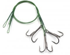 Поводок стальной Namazu Leader 1х7 Nylon Coated Green, d-0,33 мм, L-20 см, с тройным крючком 35647 R