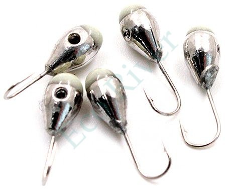 Мормышка вольфрамовая Яман Капля с фосф. с отв, р.4,вес 0,90 цв.никель(уп.5 шт.)