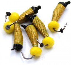 Мормышка вольф. безнасадочная Яман Ручейник №7, d-2.5 мм, L-9.5 мм, вес 1,00 гр., кристалл желтый,