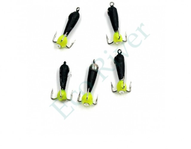 Мормышка вольф. безнасадочная Яман Черт с петлей с коронкой из никеля (длинный), d-2 мм, вес 0,5 г