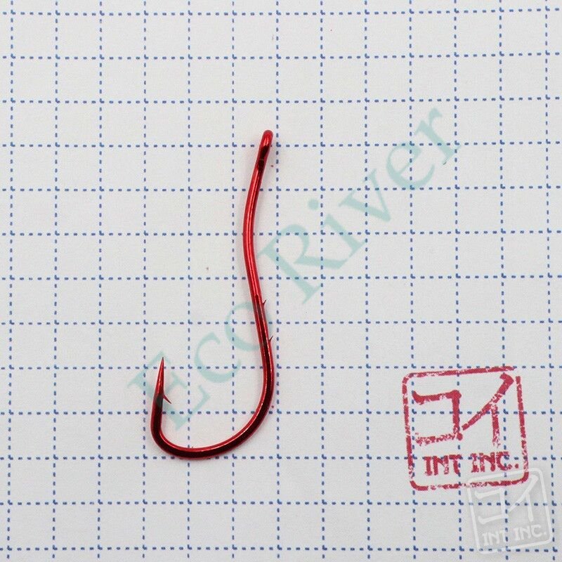 Крючок KOI RYUSEN-RING-2BH, размер 1/0 (INT), цвет RED (10 шт.)