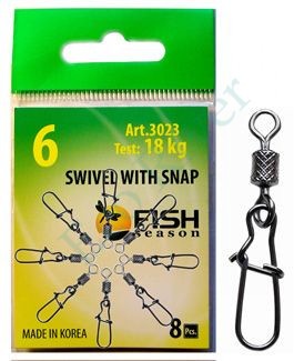 Вертлюг Fish Season накатка+застеж. Nice №12 9кг 9шт 3023-12F