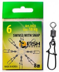 Вертлюг Fish Season накатка+застеж. Nice №12 9кг 9шт 3023-12F