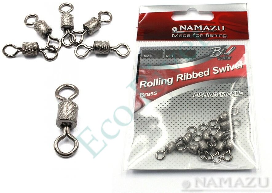 Вертлюг Namazu ROLLING RIBBED SWIVEL, латунь, цв. BN, р. 3/0, test-110 кг (уп.5 шт)/1000/