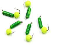 Мормышка безнасадочная Яман Гвоздешарик зеленый, d-2 мм, вес 0,45 г, шарик желтый неон (уп. 5 шт.)