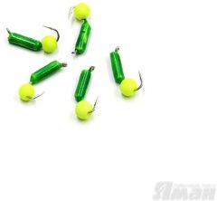 Мормышка безнасадочная Яман Гвоздешарик зеленый, d-2 мм, вес 0,45 г, шарик желтый неон (уп. 5 шт.)