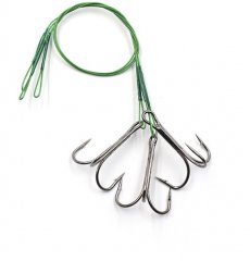 Поводок стальной Namazu Leader 1х7 Nylon Coated Green, d-0,39 мм, L-20 см, с тройным крючком 35647 R