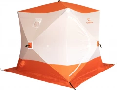 Палатка зимняя куб Следопыт 2,1 х2,1 м, Oxford 210D PU 1000, S по полу 4,4 кв.м, цв. оранжевый/белый