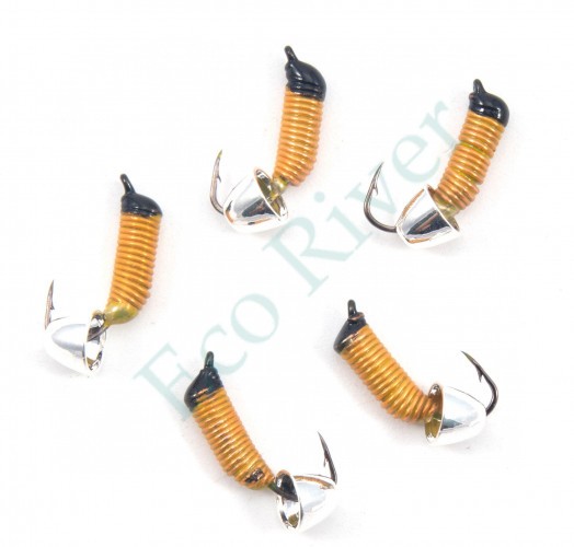 Мормышка вольф. безнасадочная Яман Ручейник №3, d-1.5 мм, L-8.5 мм, вес 0,60 гр., колокол серебро,