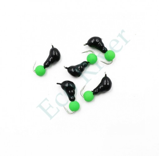 Мормышка безнасадочная Яман Муравей с ушком, вес 0,8 г, шарик зеленый неон (уп. 5 шт.)