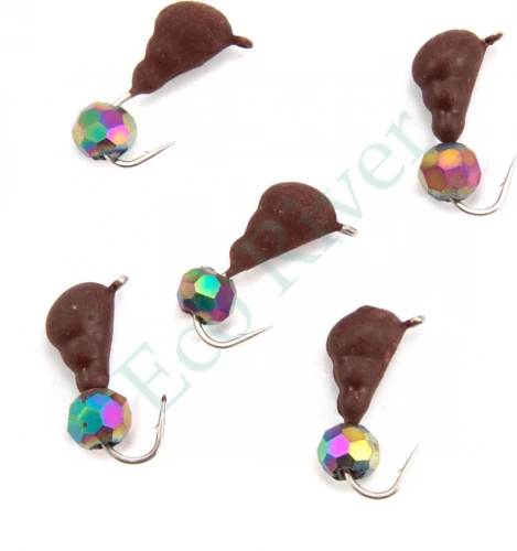 Мормышка безнасад. Яман Муравей с ушком матовый шоколад, вес 0,6 г, кристалл хамелеон (уп. 5 шт.)