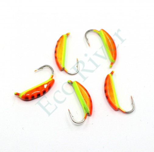 Мормышка вольфрамовая Яман Супер банан с ушк, р.2,7 вес 0,70 цв.жел.-оранж.(уп.5 шт.)