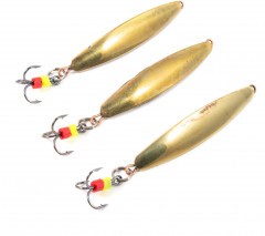 Блесна вертикальная Яман Окунёвая с тройником, размер 35 мм, вес 3,5 г,цвет латунь (уп.3 шт.)/150/