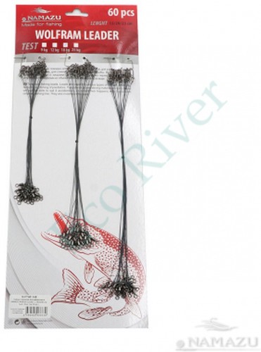 Набор поводков вольфрамовых Namazu Wolfram Leader, L-15/20/25 см, test- 9 кг (по 20 шт.)/100/