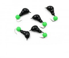 Мормышка безнасадочная Яман Муравей с ушком, вес 1,2 г, шарик зеленый неон (уп. 5 шт.)