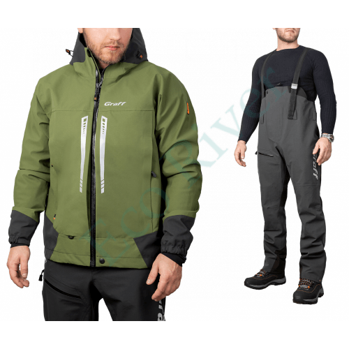 Костюм рыболовный Graff демисезонный размер 4XL/176-182 (Bratex 20000, оливковый)
