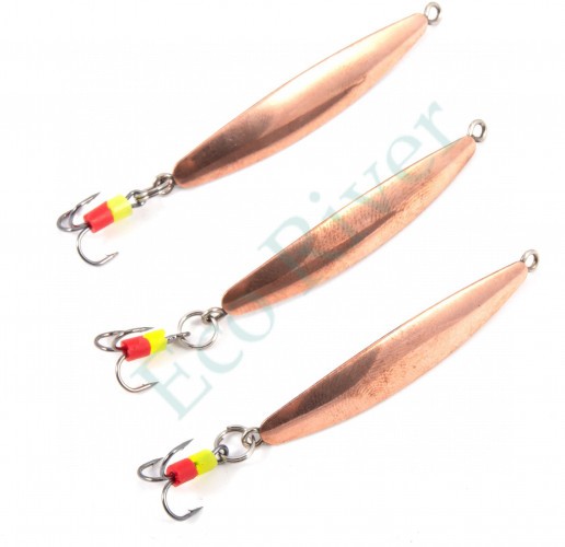 Блесна вертикальная Яман Окунёвая с тройником, размер 35 мм, вес 3,5 г, цвет медь (уп.3 шт.)/150/