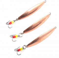 Блесна вертикальная Яман Окунёвая с тройником, размер 35 мм, вес 3,5 г, цвет медь (уп.3 шт.)/150/