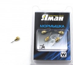 Мормышка вольф Яман Капля с фосф. с отв, р.5,вес 1,70 цв.золото(уп.5 шт.)