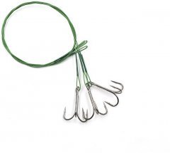Поводок стальной Namazu Leader 1х7 Nylon Coated Green, d-0,42 мм, L-40 см, с тройным крючком 35647 R