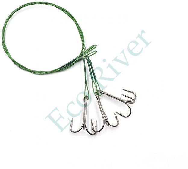 Поводок стальной Namazu Leader 1х7 Nylon Coated Green, d-0,42 мм, L-40 см, с тройным крючком 35647 R