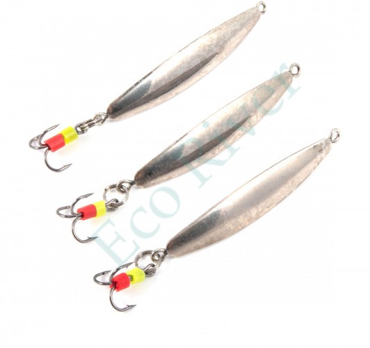 Блесна вертикальная Яман Окунёвая с тройником, размер 35 мм, вес 3,5 г,цвет никель (уп.3 шт.)/150/