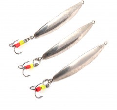 Блесна вертикальная Яман Окунёвая с тройником, размер 35 мм, вес 3,5 г,цвет никель (уп.3 шт.)/150/