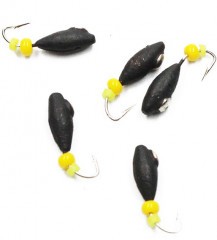 Мормышка вольфрамовая Яман Овсинка с коронкой из никеля, d-3 мм, вес 0,6 г, бисер и кембрик, цв. флуор. жел