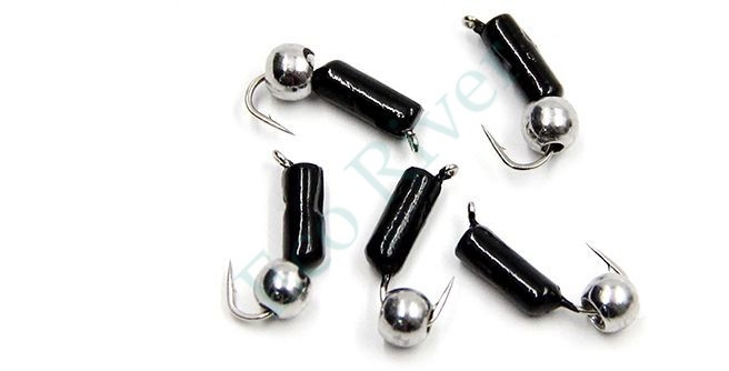 Мормышка безнасадочная Яман Гвоздешарик черный, d-2,5 мм, вес 0,6 г, шарик никелированный (уп. 5 ш