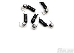 Мормышка безнасадочная Яман Гвоздешарик черный, d-2,5 мм, вес 0,6 г, шарик никелированный (уп. 5 ш