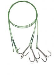 Поводок стальной Namazu Leader 1х7 Nylon Coated Green, d-0,48 мм, L-40 см, с тройным крючком 35647 R