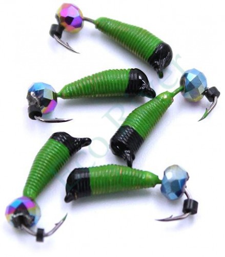 Мормышка вольф. безнасадочная Яман Ручейник №7, d-2.5 мм, L-9.5 мм, вес 1,00 гр., кристалл хамелео