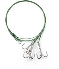 Поводок стальной Namazu Leader 1х7 Nylon Coated Green, d-0,48 мм, L-50 см, с тройным крючком 35647 R