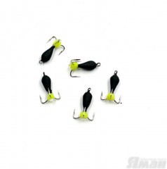 Мормышка вольф. безнасадочная Яман Черт с петлей (короткий), d-4 мм, вес 1,1 г, капля с глазком, ц