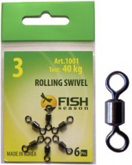 Вертлюг Fish Season цилиндр. №7 22кг 10шт 1001-07F