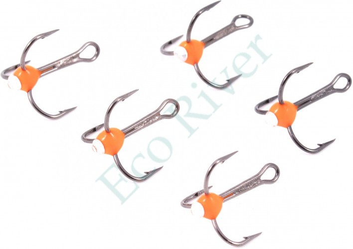 Крючок-тройник Яман с каплей и глазком, размер 12 (INT), цв. ФК (5 шт.)