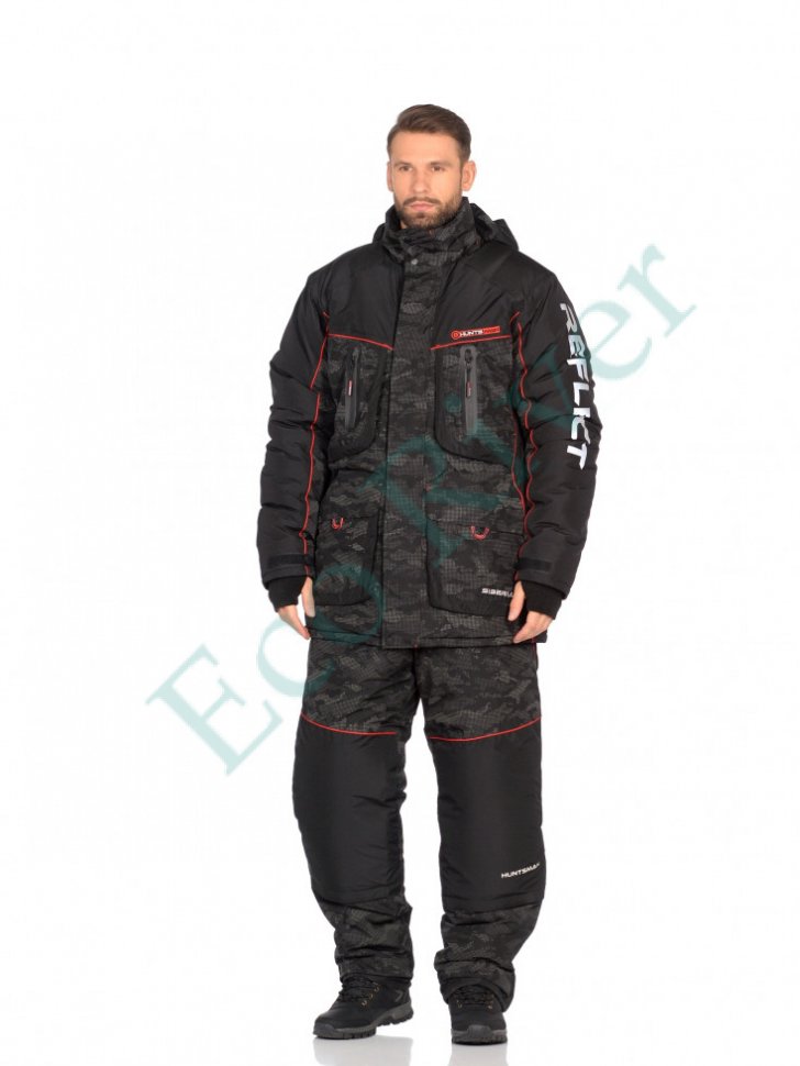 Костюм зимний Siberia Reflect черный тк. Reflex Membrane р.44-46/170-176 (Huntsman)