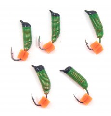 Мормышка вольф. безнасадочная Яман Ручейник №5, d-2 мм, L-9.5 мм, вес 0,80 гр., фц. красный кубик