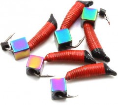 Мормышка вольф. безнасадочная Яман Ручейник №3, d-1.5 мм, L-8.5 мм, вес 0,60 гр., кубик, цв. красн