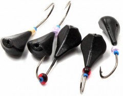 Мормышка литая Яман Окуневка, вес 0,9 гр., кр. Kumho №53, цв. черный (уп. 5 шт.)