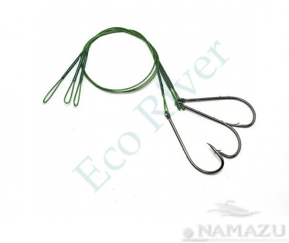 Поводок стальной Namazu Leader 1х7 Nylon Coated Green, d-0,39 мм, L-20 см, с одинарным крючком 92247