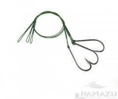 Поводок стальной Namazu Leader 1х7 Nylon Coated Green, d-0,39 мм, L-20 см, с одинарным крючком 92247