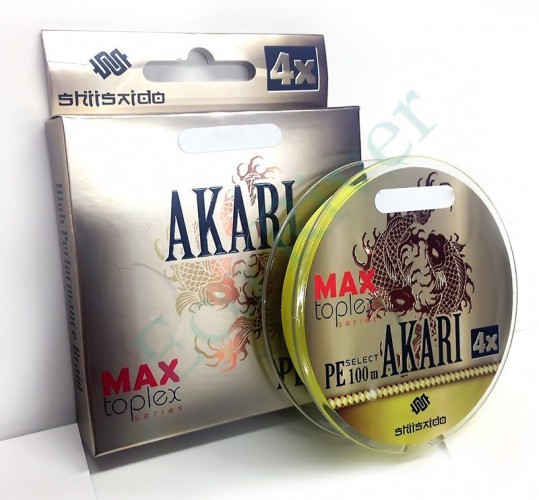Шнур плетеный Shii Saido Akari 4X, L-150 м, d-0,405 мм, test-20,39 кг, yellow/10/100/