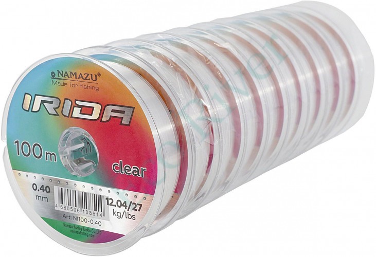 Леска Namazu Irida, L-100 м, d-0,40 мм, test-12,04 кг, прозрачная (уп. 10 шт.)/200/