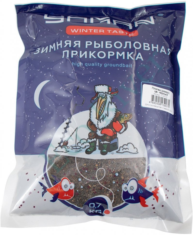 Прикормка Yaman Winter Taste Плотва зимняя (кокос), цв. чёрный, 700 г/20/