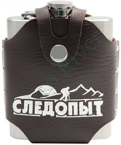 Фляжка «Следопыт - Freezly» в кож. чехле, 200 мл, цв. корич/100/