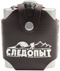 Фляжка «Следопыт - Freezly» в кож. чехле, 200 мл, цв. корич/100/