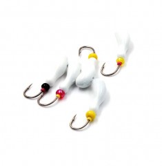 Мормышка литая Яман Мотылек, вес 0,7 гр., кр. Kumho №58, цв. бел. с/накопит. (уп. 5 шт.)